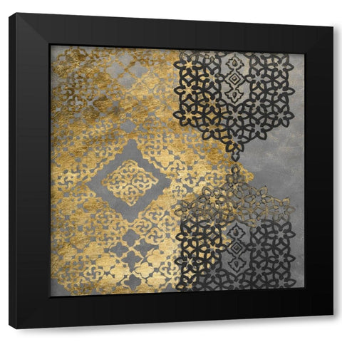 Golden Filigree II Black Modern Wood Framed Art Print with Double Matting by Zarris, Chariklia