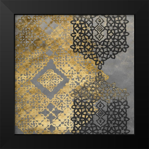 Golden Filigree II Black Modern Wood Framed Art Print by Zarris, Chariklia