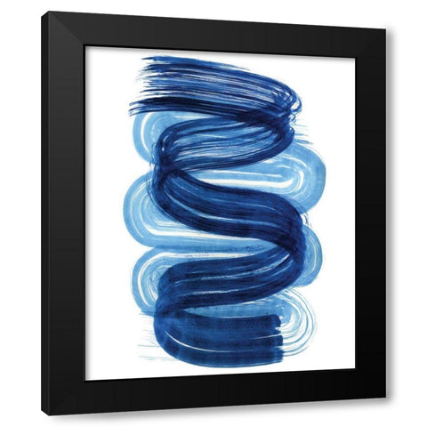 Blue Swish I Black Modern Wood Framed Art Print by Bellissimo Art