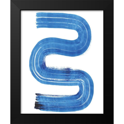 Blue Swish II Black Modern Wood Framed Art Print by Bellissimo Art