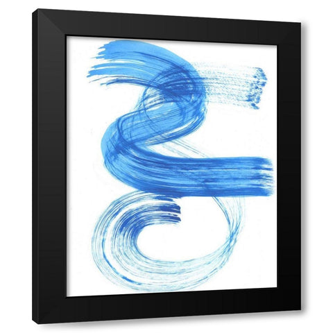 Blue Swish III Black Modern Wood Framed Art Print with Double Matting by Bellissimo Art