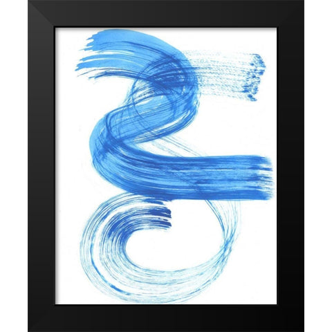Blue Swish III Black Modern Wood Framed Art Print by Bellissimo Art