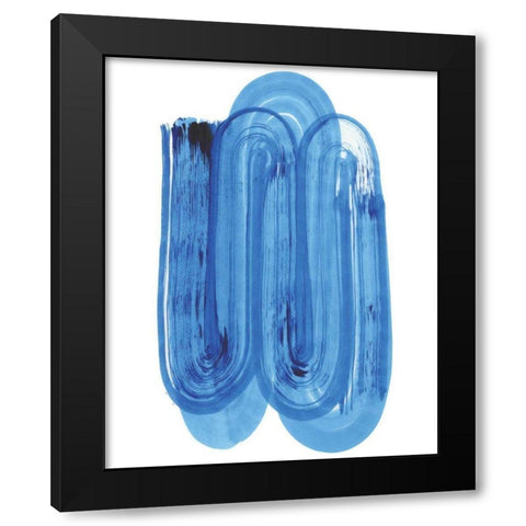 Blue Swish IV Black Modern Wood Framed Art Print by Bellissimo Art