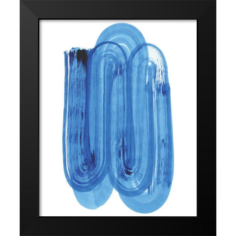 Blue Swish IV Black Modern Wood Framed Art Print by Bellissimo Art