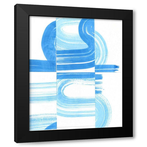 Blue Swish V Black Modern Wood Framed Art Print by Bellissimo Art