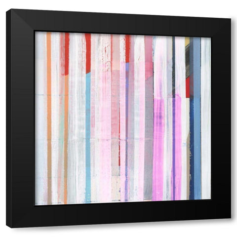 Red Pink Stripes I Black Modern Wood Framed Art Print with Double Matting by Bellissimo Art