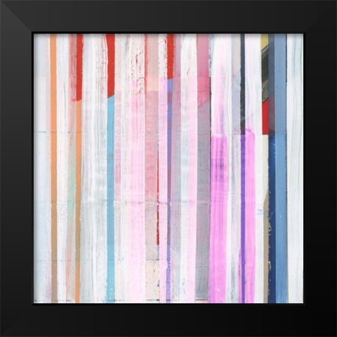 Red Pink Stripes I Black Modern Wood Framed Art Print by Bellissimo Art