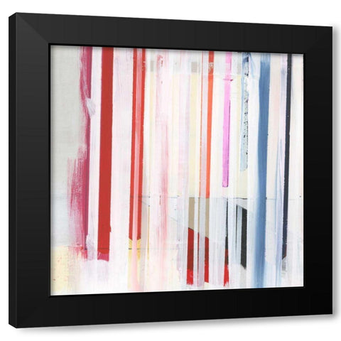 Red Pink Stripes III Black Modern Wood Framed Art Print by Bellissimo Art