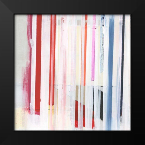 Red Pink Stripes III Black Modern Wood Framed Art Print by Bellissimo Art