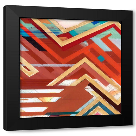 Zig Zag II Black Modern Wood Framed Art Print with Double Matting by Bellissimo Art