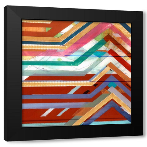 Zig Zag V Black Modern Wood Framed Art Print by Bellissimo Art