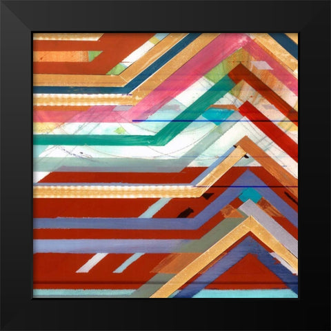 Zig Zag V Black Modern Wood Framed Art Print by Bellissimo Art