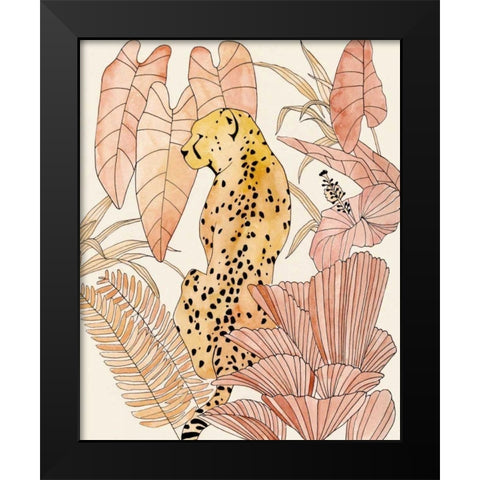Blush Cheetah I Black Modern Wood Framed Art Print by Warren, Annie