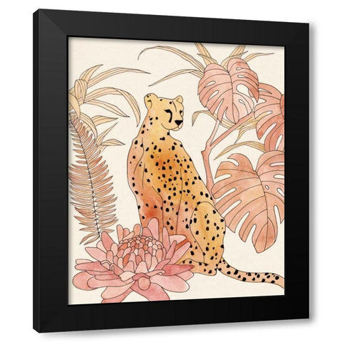 Blush Cheetah III Black Modern Wood Framed Art Print by Warren, Annie