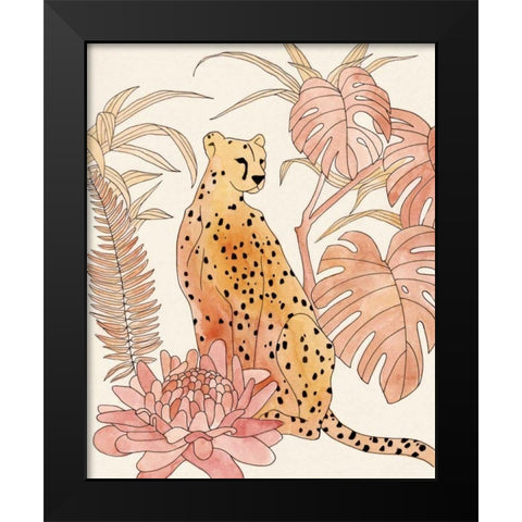 Blush Cheetah III Black Modern Wood Framed Art Print by Warren, Annie