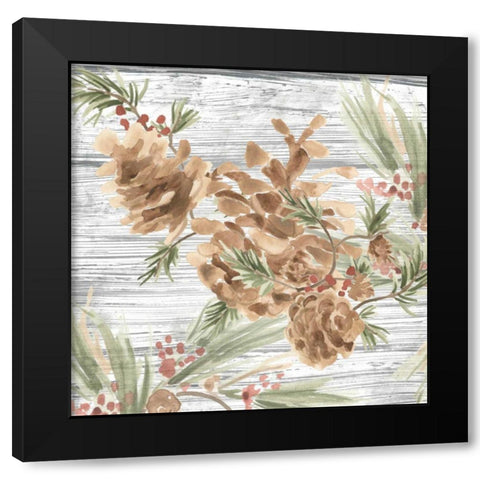 Pinecone Lodge III Black Modern Wood Framed Art Print with Double Matting by Vess, June Erica