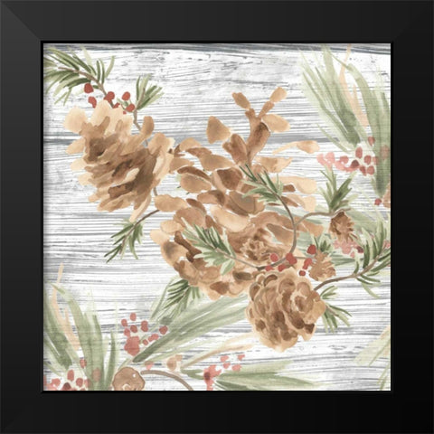 Pinecone Lodge III Black Modern Wood Framed Art Print by Vess, June Erica