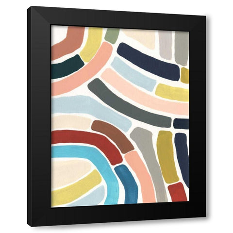 Mosaic Curve I Black Modern Wood Framed Art Print with Double Matting by Vess, June Erica