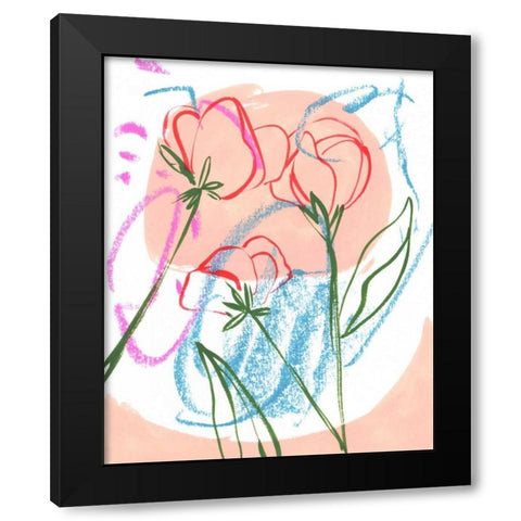 Tulip Formation III Black Modern Wood Framed Art Print with Double Matting by Wang, Melissa