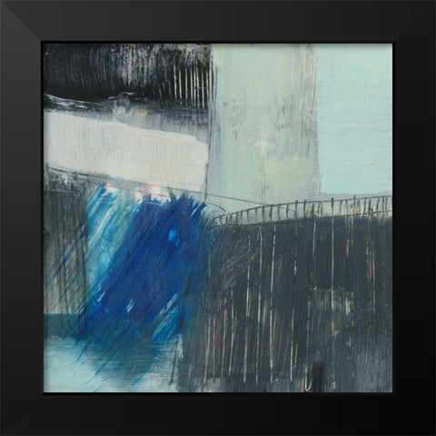 Cobalt Swipe II Black Modern Wood Framed Art Print by Goldberger, Jennifer