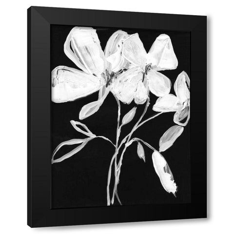 White Whimsical Flowers I Black Modern Wood Framed Art Print by Goldberger, Jennifer