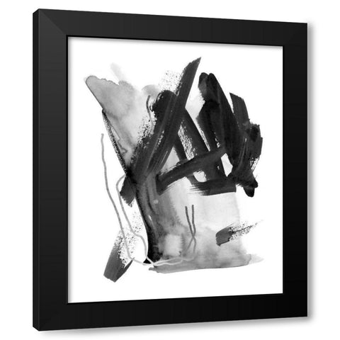 Black and Grey Collide I Black Modern Wood Framed Art Print by Wang, Melissa