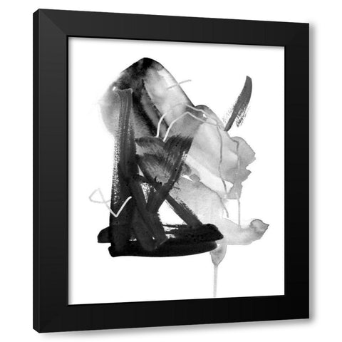 Black and Grey Collide II Black Modern Wood Framed Art Print by Wang, Melissa