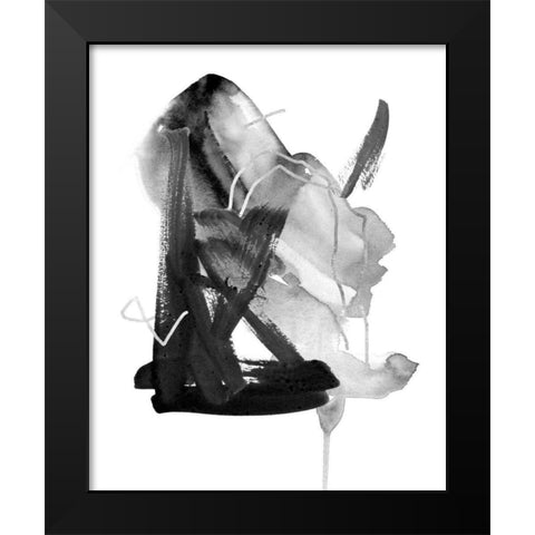 Black and Grey Collide II Black Modern Wood Framed Art Print by Wang, Melissa
