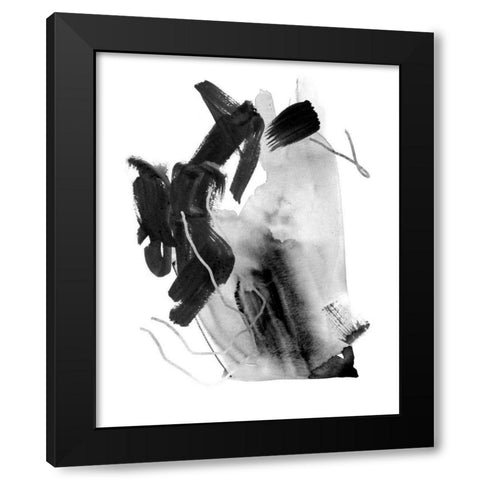 Black and Grey Collide III Black Modern Wood Framed Art Print by Wang, Melissa