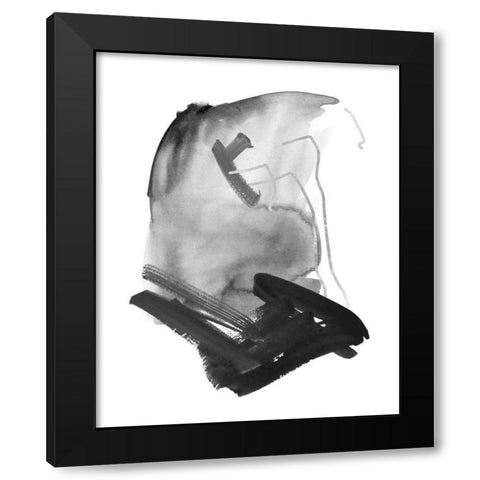 Black and Grey Collide IV Black Modern Wood Framed Art Print by Wang, Melissa