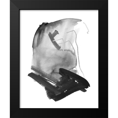Black and Grey Collide IV Black Modern Wood Framed Art Print by Wang, Melissa