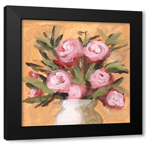 Vase and Roses I Black Modern Wood Framed Art Print with Double Matting by Wang, Melissa