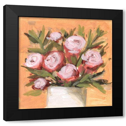 Vase and Roses II Black Modern Wood Framed Art Print with Double Matting by Wang, Melissa