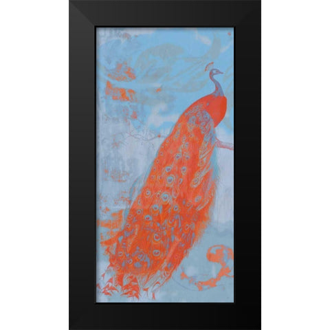 Pop Peacock I Black Modern Wood Framed Art Print by Goldberger, Jennifer