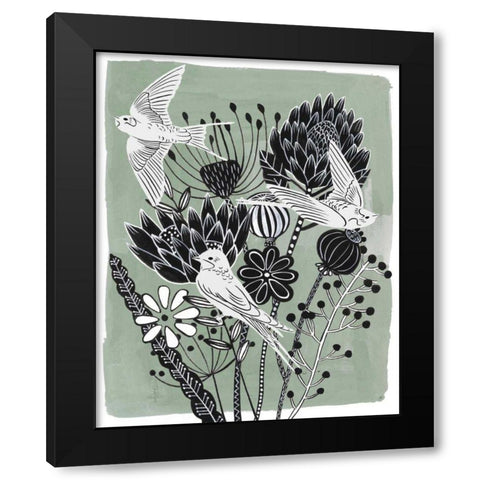 Swallow Dance I Black Modern Wood Framed Art Print with Double Matting by Wang, Melissa