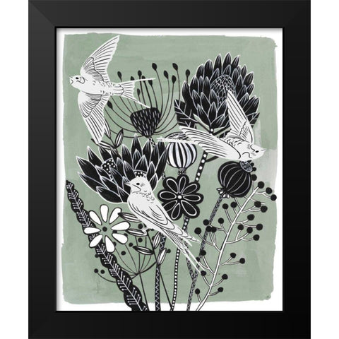 Swallow Dance I Black Modern Wood Framed Art Print by Wang, Melissa