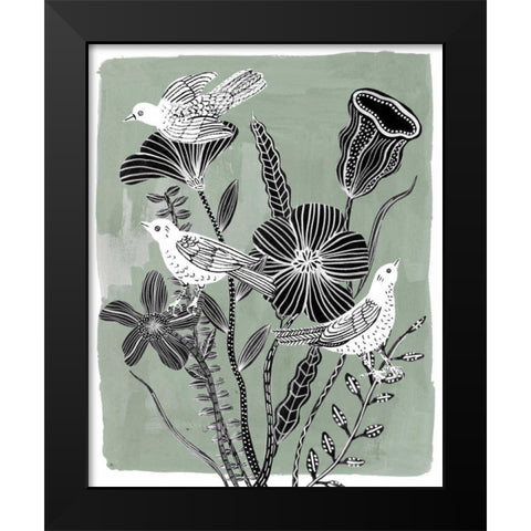 Swallow Dance II Black Modern Wood Framed Art Print by Wang, Melissa