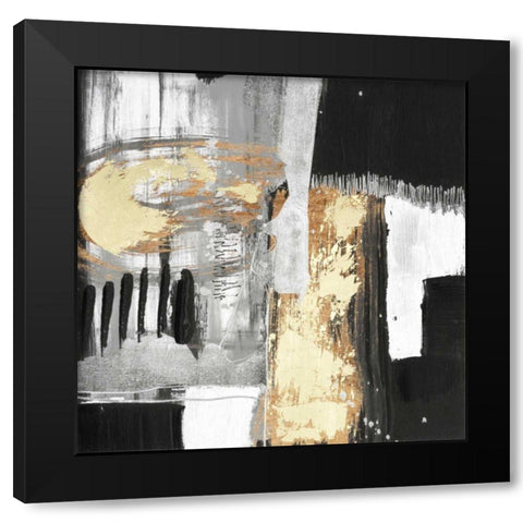Golden Strokes I Black Modern Wood Framed Art Print by Goldberger, Jennifer