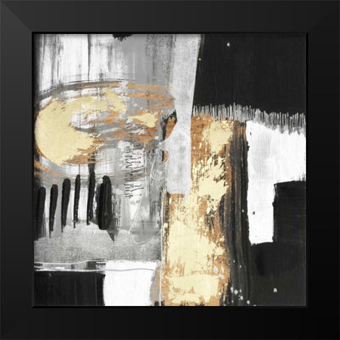 Golden Strokes I Black Modern Wood Framed Art Print by Goldberger, Jennifer