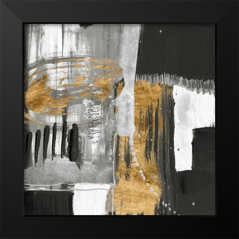 Golden Strokes I Black Modern Wood Framed Art Print by Goldberger, Jennifer