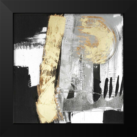 Golden Strokes II Black Modern Wood Framed Art Print by Goldberger, Jennifer
