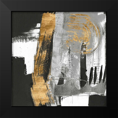 Golden Strokes II Black Modern Wood Framed Art Print by Goldberger, Jennifer