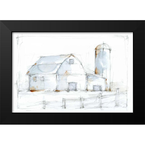 Barnyard Pencil Sketch I Black Modern Wood Framed Art Print by Harper, Ethan