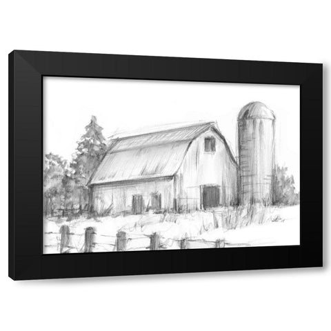 Black and White Barn Study I Black Modern Wood Framed Art Print with Double Matting by Harper, Ethan