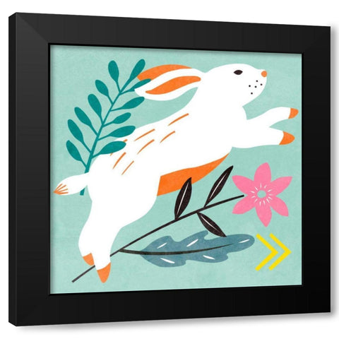 Easter Bunnies I Black Modern Wood Framed Art Print by Wang, Melissa