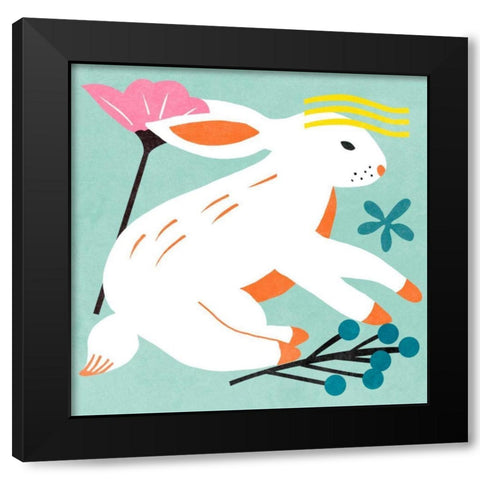 Easter Bunnies III Black Modern Wood Framed Art Print with Double Matting by Wang, Melissa