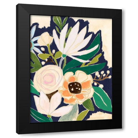 Floral Interim I Black Modern Wood Framed Art Print by Vess, June Erica
