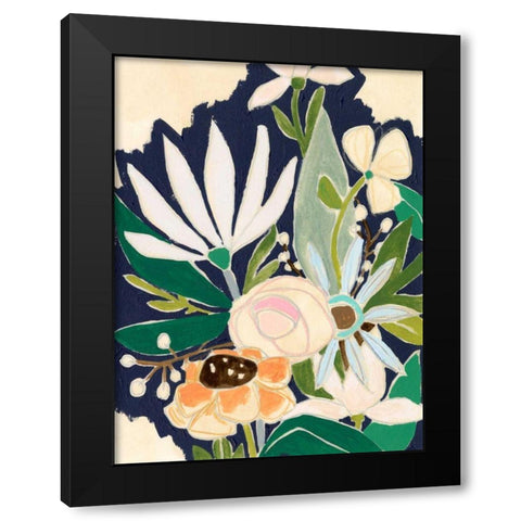 Floral Interim II Black Modern Wood Framed Art Print with Double Matting by Vess, June Erica