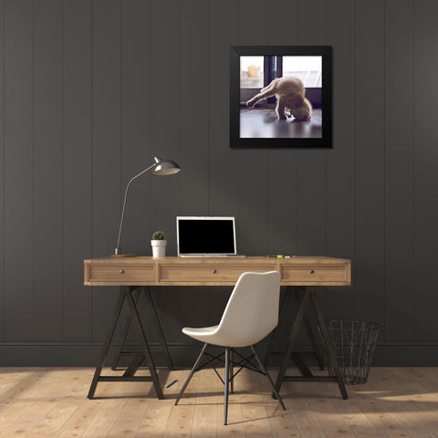 Cat Yoga X Black Modern Wood Framed Art Print by Nob, R.
