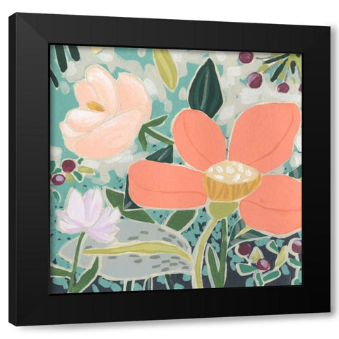 Garden Confetti I Black Modern Wood Framed Art Print by Vess, June Erica